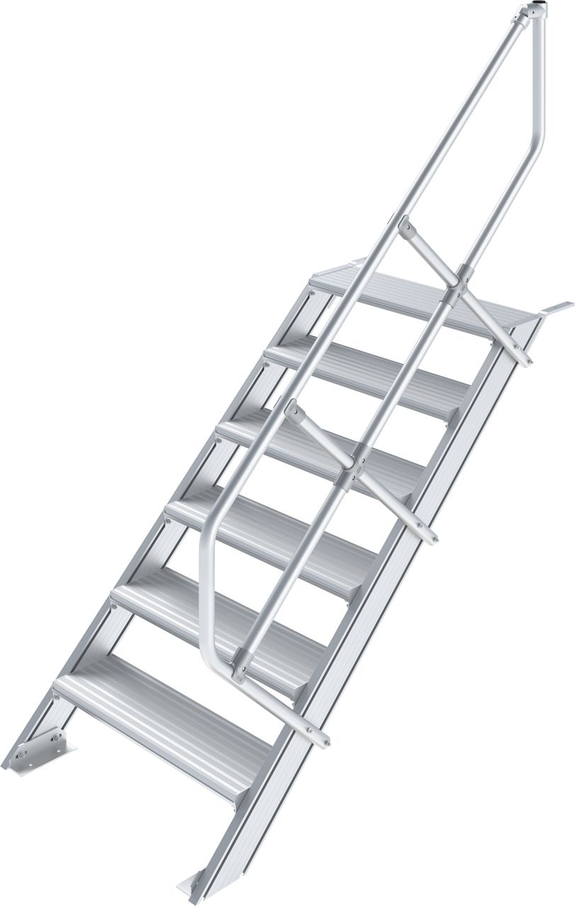 STABILO Könnyűfém lépcső 45°, lépcsőfokok szélessége 600 mm, 1×6 lépcsőfok