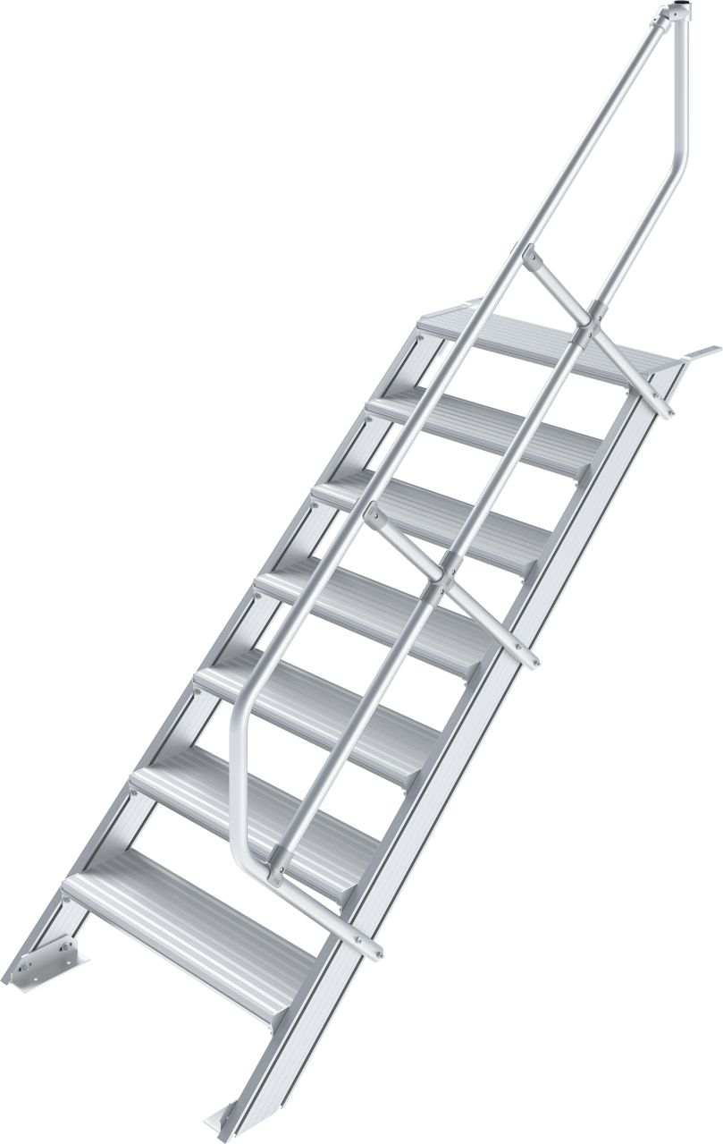 STABILO Könnyűfém lépcső 45°, lépcsőfokok szélessége 600 mm, 1×7 lépcsőfok