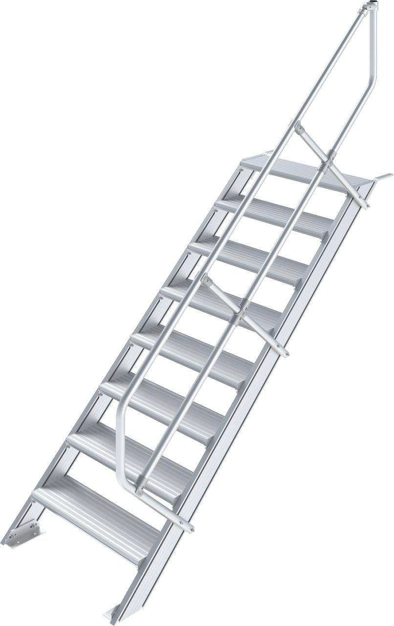 STABILO Könnyűfém lépcső 45°, lépcsőfokok szélessége 600 mm, 1×8 lépcsőfok